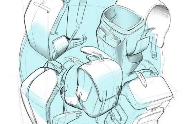 Backpackes Concept sketch of backpacks by Evan Thomas