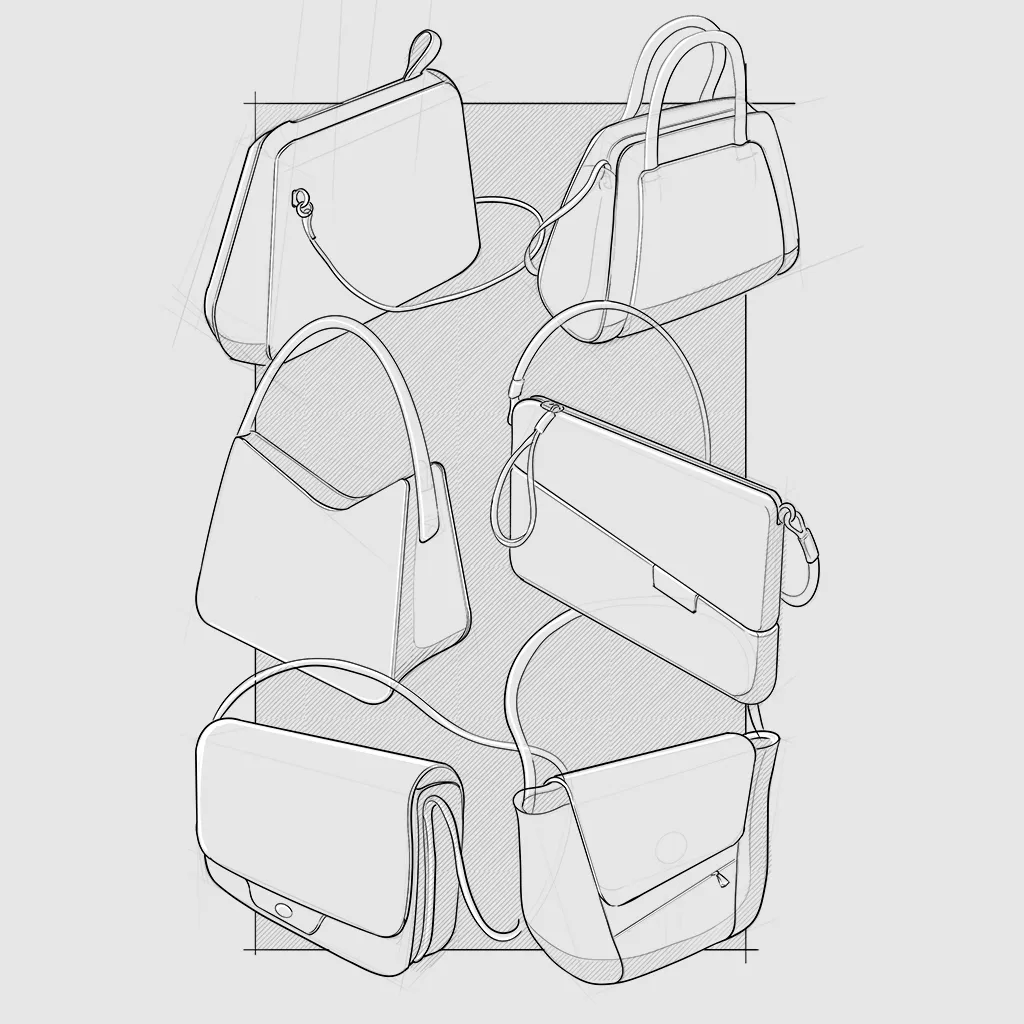 Handbag-Concepts Concept sketch of handbags by Evan Thomas