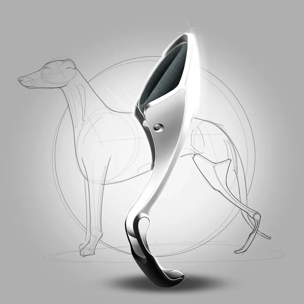 Dog Prosthetic Concept sketch of dog prosthetic leg by Evan Thomas