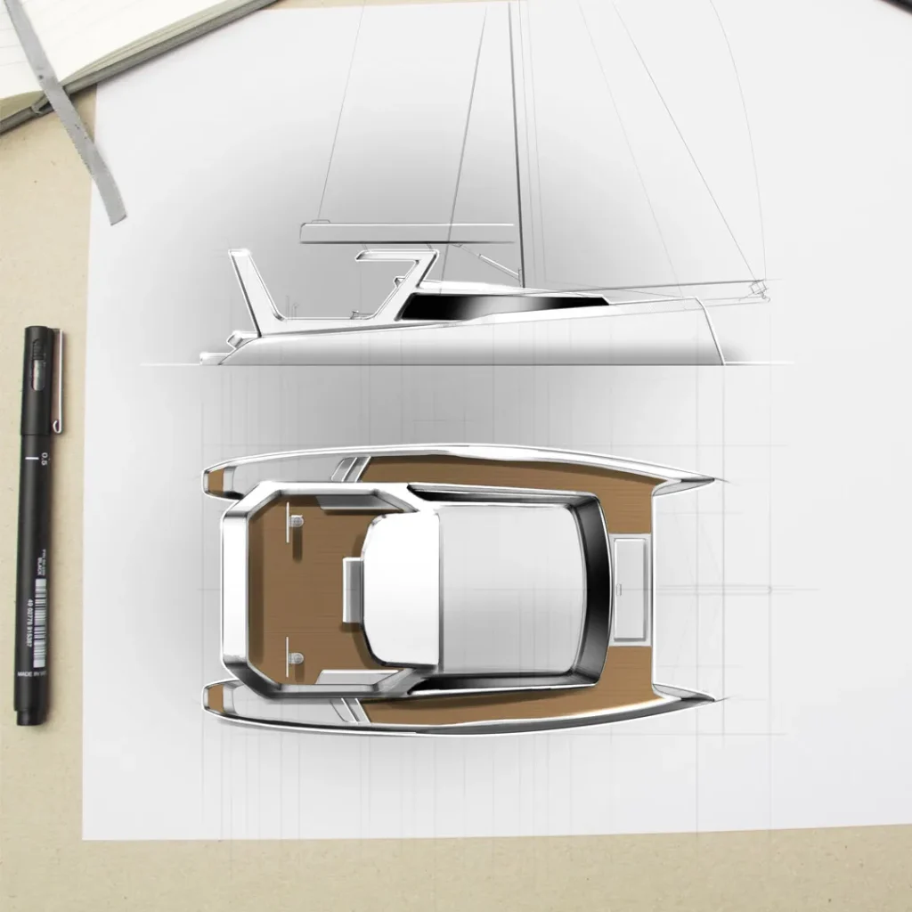 BLE000-Yacht-20181121 Concept sketch of yacht by Evan Thomas